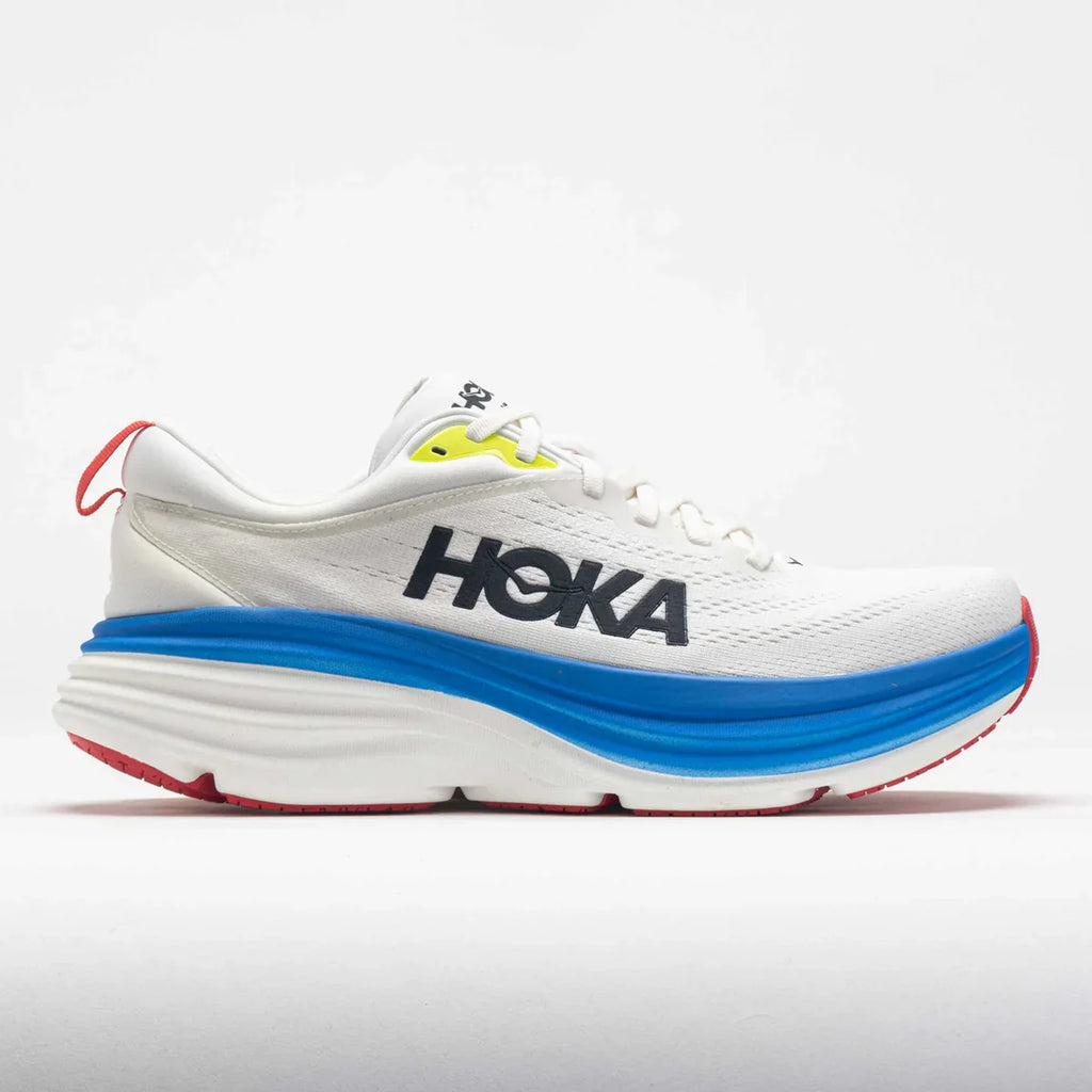 Hoka Bondi 8 Men’s Running Shoes in Blanc De Blanc White / Virtual Blue