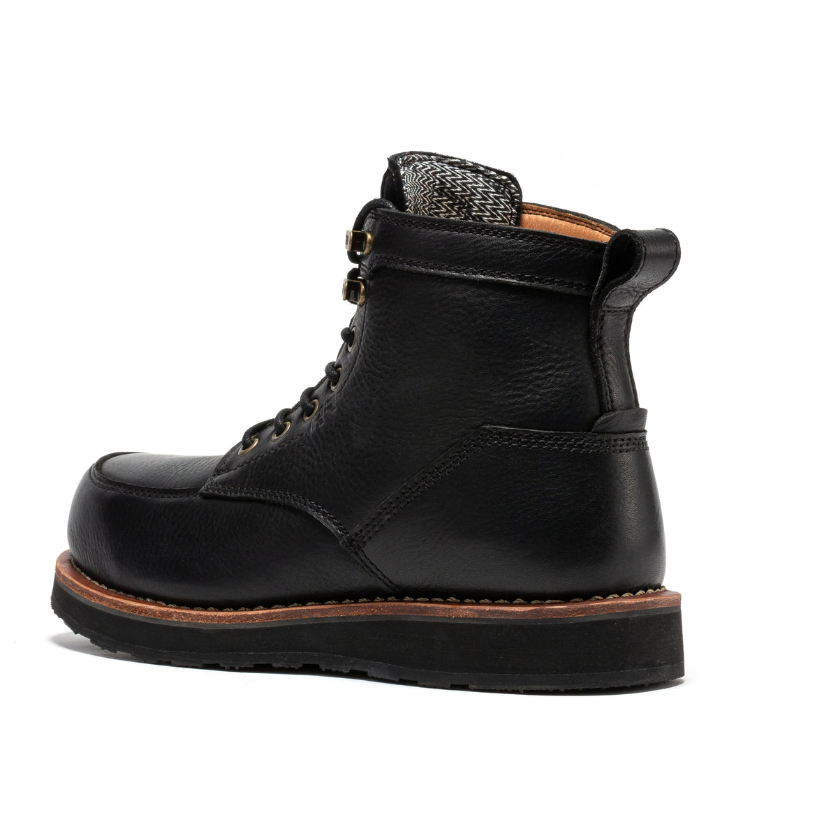ROCKROOSTER Edgewood Men's 6 Inch Black Steel Toe Wedge Work Boots SAP610BK